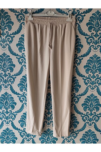 Sublime Butik Pantaloni morcovi de damă, bej, cu talie elastică, cu buzunar