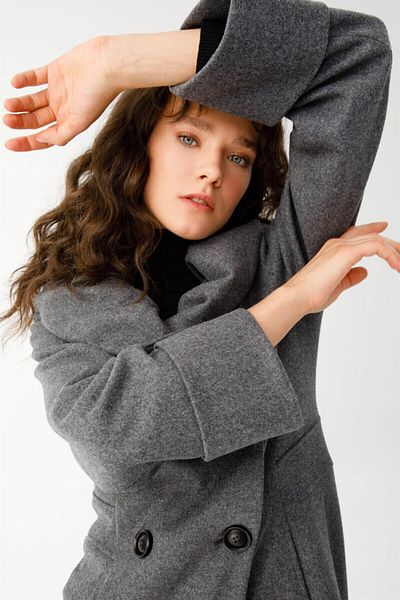 Esswaap Chandelier Boy Coat with Knuckle Collar and Double Breasted Front Closure Anthracite