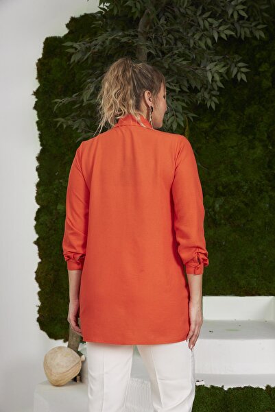 RMG Orange Plus Size Shirt - Side Slit Detail