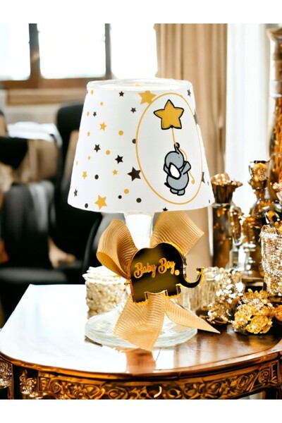 Tiem Concept Hediye Kutulu Kişiye Özel Fil Baskılı Abajur Mum Seti 10'lu