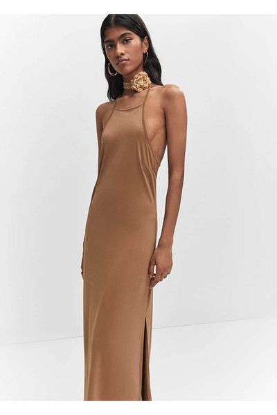 MANGO Woman Modalna sukienka z kołnierzykiem typu halter