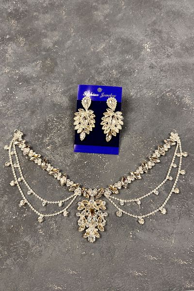 Hayalperest boncuk Ahu Model Fringed Drop Earrings Set for Bride Henna Wedding - Silver