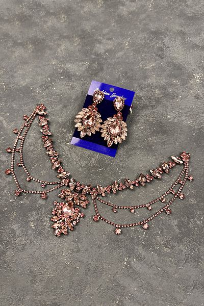 Hayalperest boncuk Pink Ahu Model Fringed Drop Shuttle Earrings Set for Bride and Henna Wedding