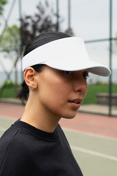 Mrey قبعة واقية بيضاء، قناع، تنس، قبعة تنس - قابلة للتعديل مع شريط فيلكرو - و...