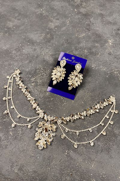 Hayalperest boncuk Ahu Model Fringed Drop Earrings Set for Bride Henna Wedding - Silver