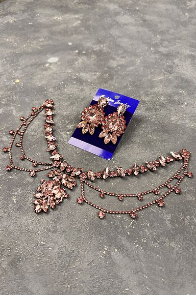 Hayalperest boncuk Pink Ahu Model Bridal Henna Wedding Hair Accessory - Shuttle Drop Earring Set