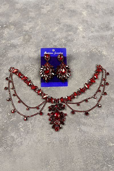 Hayalperest boncuk Burgundy Bridal Henna Wedding Accessory - Fringed Drop Shuttle Earring Set