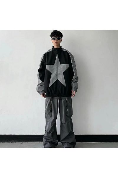 Favorim50ton Y2k Star Patchwork Bomber яке