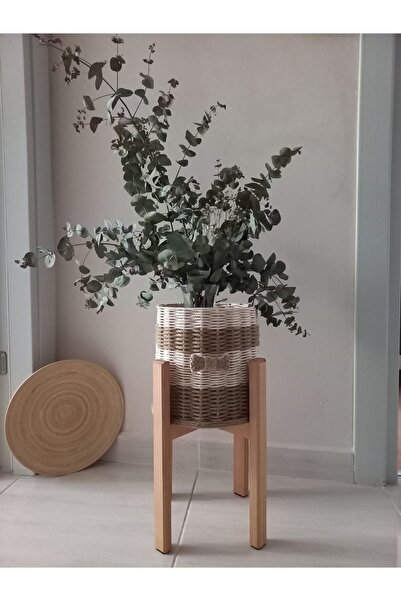 ÇamaŞırcıM Hasır Çiçeklik Ayaklı Sepet Saksı