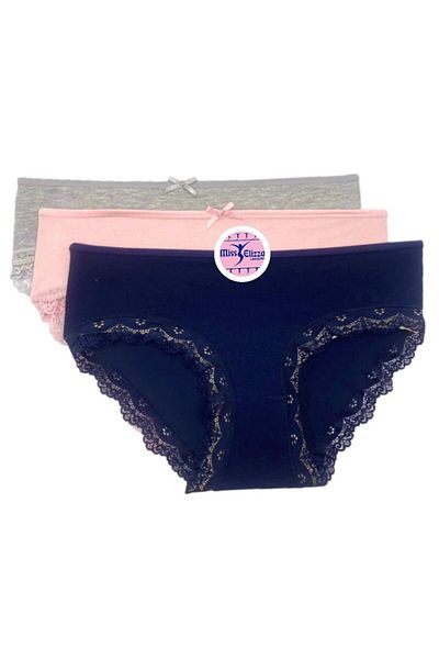 MİSS ELİZZA Δαντέλα Bato Navy Blue, ροζ, γκρι Χρώμα 3 Τεμάχια