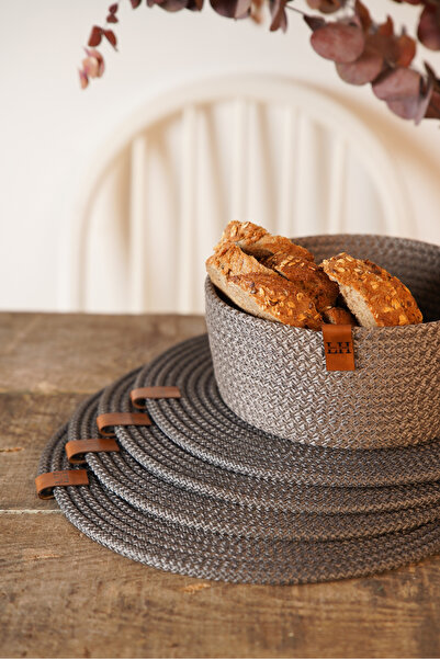 Genel Markalar 6 Adet Hasır Supla Antrasit Amerikan Servisi Ekmeklik Sepet Re...