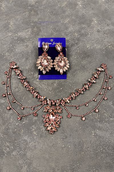 Hayalperest boncuk Pink Ahu Model Fringed Drop Shuttle Earrings Set for Bride and Henna Wedding