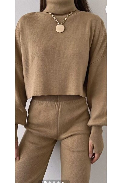 BERİ BUTİK COPIE - Set de tricotaj pentru femei Stone, cu tricotaj pe jumătat...