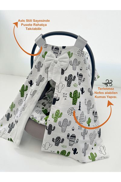 Jaju Baby Cactus Patterned Stroller Cover and Stroller Cushion 2-Pack