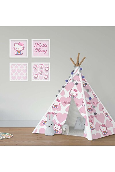 CİCİ ODAM Çocuk Bebek Odası Oyun Çadırı Kalpli Hello Kitty