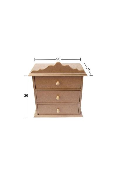 İstanbul Hobi Wooden Box with 3 Drawers