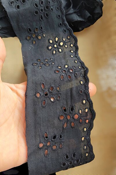 DUAYEN güpür fisto siyah çiçek cümbüşü desen 1 metre