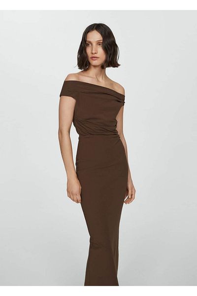 MANGO Woman Φόρεμα με κουρτίνα ώμου