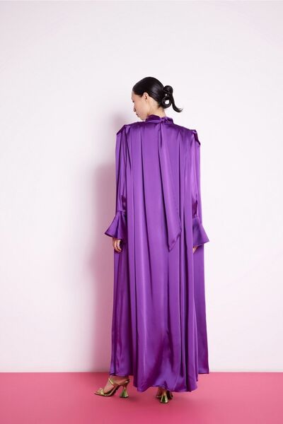 Nuum Design Satin Dress Cuff Sleeves Purple