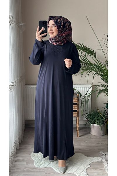 TDYtrendy Giyim Mother Plus Size Πέτρινο Βαμβακερό Φόρεμα