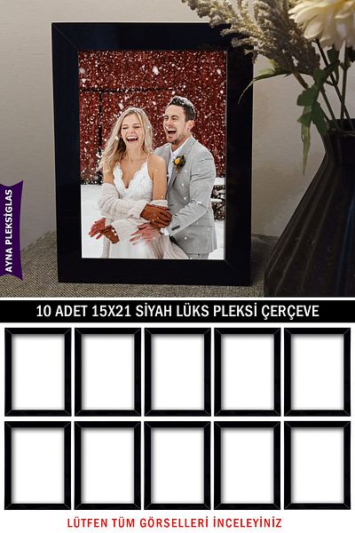 Bytwo 10 Pieces 15x21 A5 Black Mirror Plexiglass Frame - Luxury Plexiglass Frame
