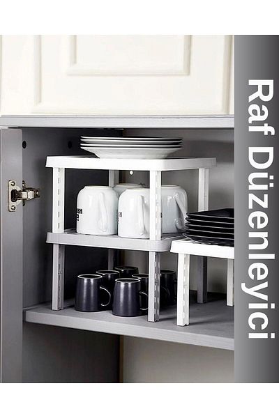 Viyalente 3-Pece Plastic Shelf Organizer Shelf Riser In-Cabinet Organizer