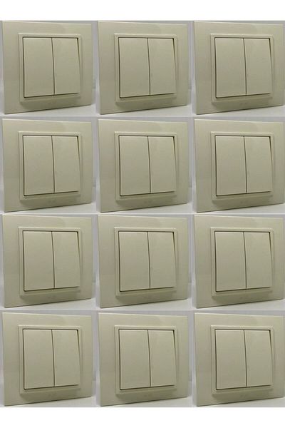 ELBİ Zena Commutator Double Switch Framed Cream 12 Pieces