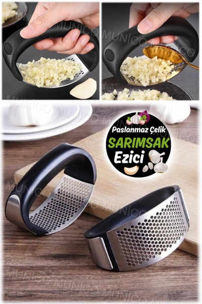 Munico Paslanmaz Çelik Sarımsak Ezici Presi Parçalayıcı Doğrama Aleti Garlic ...