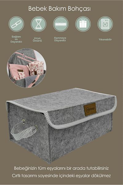 mordesign Felt Organizer with Lid for Newborn - In-Cabinet Laundry/Toy Organizer