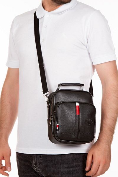 NEWISH POLO ACCESSORIES Baglina Μαύρη δερμάτινη τσάντα χειρός και ώμου