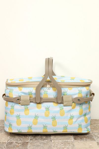 Kale Termos KALE - Isolated Patterned Thermos Picnic Basket and Pineapple Patterned Picnic Bag