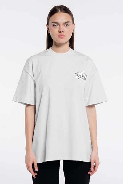 Friday Offset Tricou alb pentru femei, 100% bumbac, extra oversize - decolteu