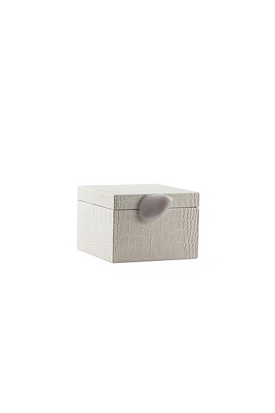 MOENAStudio Moena Studio Decorative Crocodile Pattern Small Size Cream Color Faux Leather Box