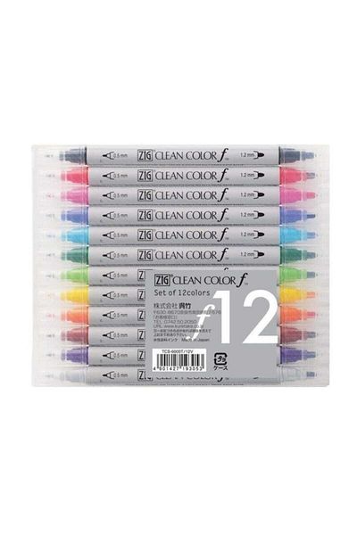 Zig Clean Color F Double Tip Pen 12 Color Set