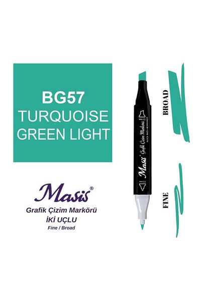 Masis 57 Model Light Turquoise Green Double Ended Graphic Drawing Pen