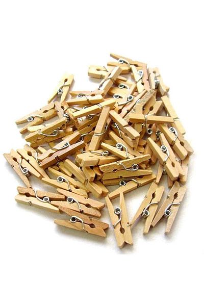ALSHOP 100 Pcs Mini Clothespins, Natural Wooden Fairy LED Clothespins