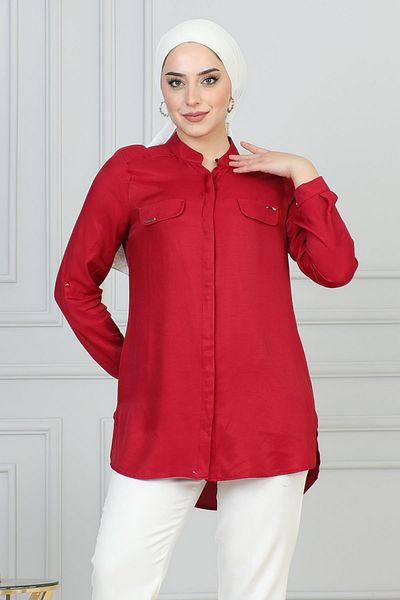 Modamihram Tunica Rosie Claret 6104 - Cu Buzunare Ornamentale