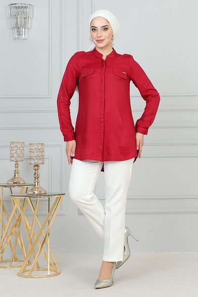 Modamihram Tunica Rosie Claret 6104 - Cu Buzunare Ornamentale
