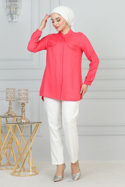 Modamihram Tunica cu model de flori de rodie cu buzunare ornamentale - 6104