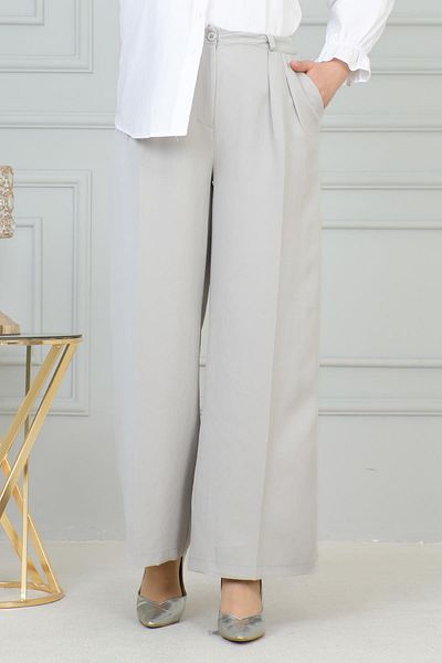 Modamihram Pantaloni gri cu picioare largi - 6099