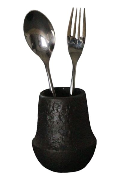 Evene Countertop Cutlery Decorative Upright Cutlery Holder Cylinder Cutlery Black Color Model 15