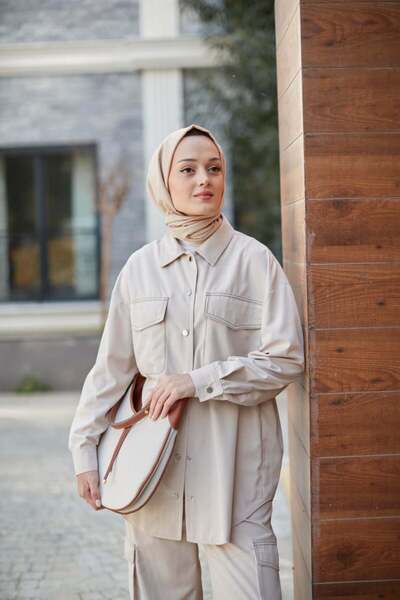 Garzia İtalia Cep Kapaklı Çıt Çıtlı Oversize Gömlek