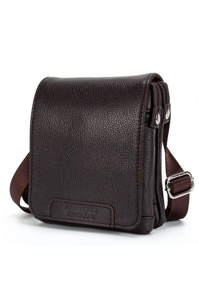 KANGAROO KINGDOM Kahverengi Erkek Postacı Çantası Hakiki Dana Deri 1186-k