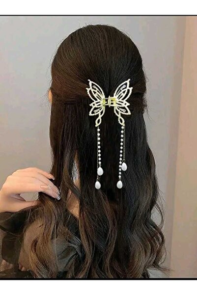 JHTshop دبوس شعر على شكل فراشة، دبوس شعر على شكل فراشة معدني كبير غير قابل لل...
