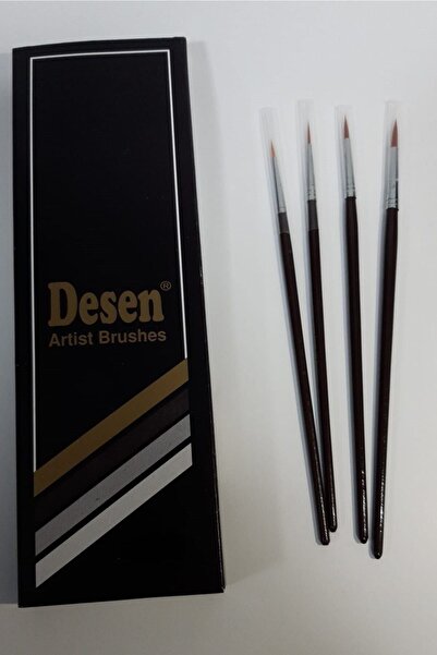 Desenartist Brush Profesyonel Çini Tahrir Çizim Kontür 4'lü Fırça Seti 123 1-2-3-4 Numara