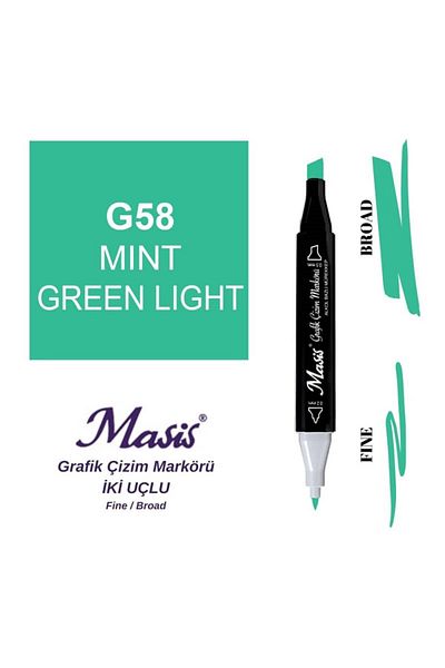Masis 58 Model Light Mint Green Double Tip Graphic Stylus