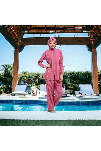 Shopiolog Geometric Patterned Long Micro Sleeve with Full Hijab Model