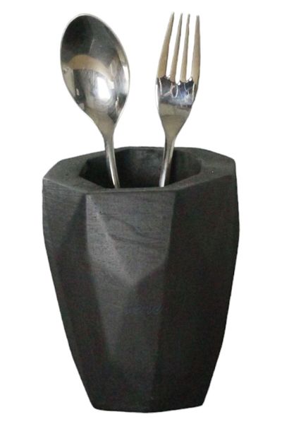 Evene Countertop Cutlery Decorative Upright Cutlery Holder Cylinder Cutlery Black Color Model 19