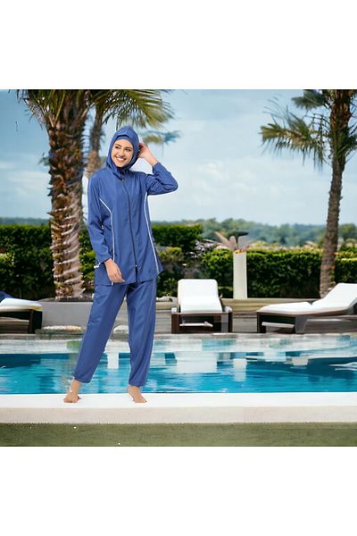Shopiolog Geometric Patterned Long Micro Sleeve with Full Hijab Model