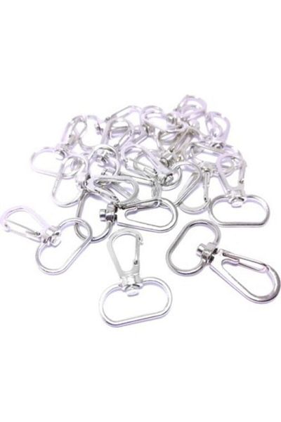 Aker Hediyelik Silver Macrame Keychain Apparatus 30 Pieces Snap Hook Keychain Clip Ring